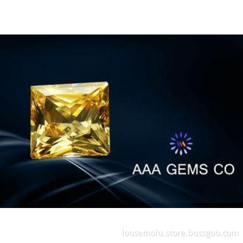 Light Yellow Princess Square Moissanite 1 Carat 6mm For Rin
